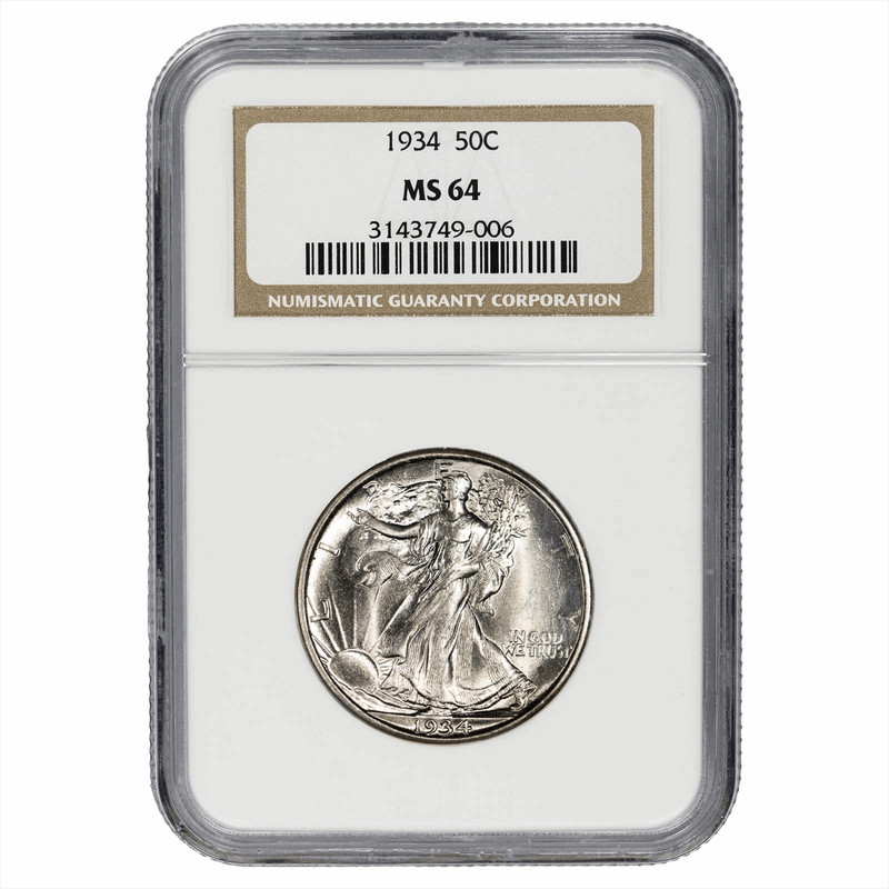 1934 Walking Liberty Half Dollar 50C NGC MS 64