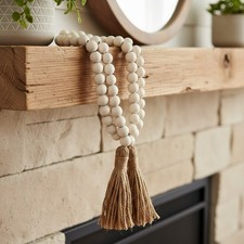 Versatile 58-Inch Wood Bead Garland with Tassels - Perfect Boho Wall Decor