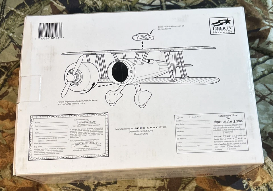 Gulf Collector Series Airplane Bank #3 Bi plane, Limited Edition - Image 3 of 4