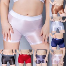 Hot Women Shiny Pantyhose Underwear Thong Briefs See Through Underpants Shorts