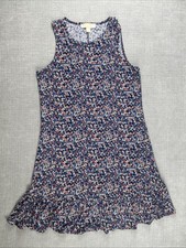 Michael Kors Women’s M Floral Blue Stretch Shift Dress Ruffled Hem