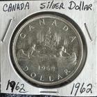 1962 & 1963 Canada Silver 80% Dollar Lot of 2 Canadian Coins AU BU