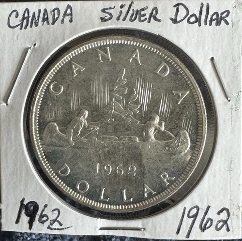 1962 & 1963 Canada Silver 80% Dollar Lot of 2 Canadian Coins AU BU