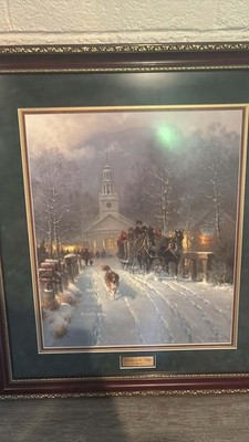  Christmas in the Village  original signed print by G. Harvey