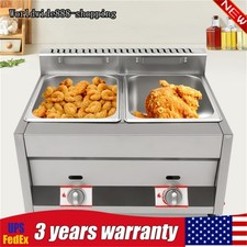 2 Tanks Gas Fryer, Stainless Steel Deep Fryer, Dual-tank Fryer With 2 6L Pot