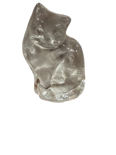 Blenko Glass Cat Figurine - Clear