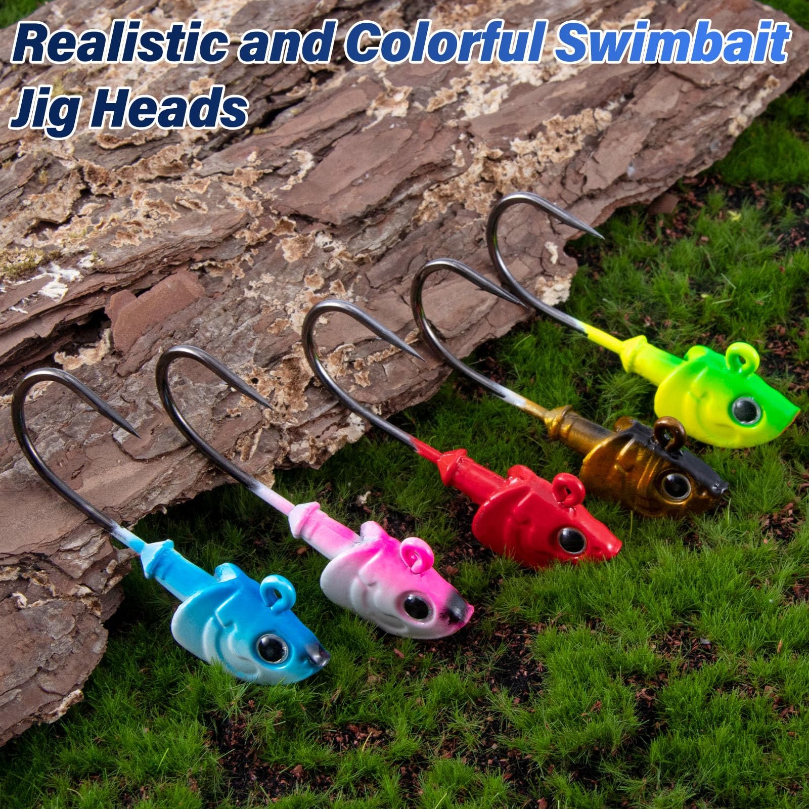 15-Pack Swimbait Jig Heads Kit, Saltwater Fishing Jig Head Flat Jigs with 3D ... - Image 3