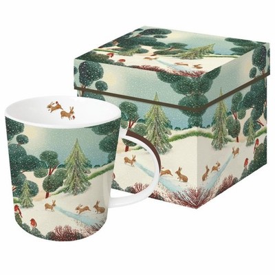 Paperproducts Design Holiday Glen Gift-Boxed Mug, 13.5oz Bone China