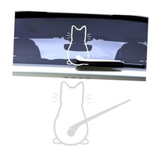Cute Cat Car Windshield Wiper Sticker, Funny Cat Moving Tail Decal Rear White