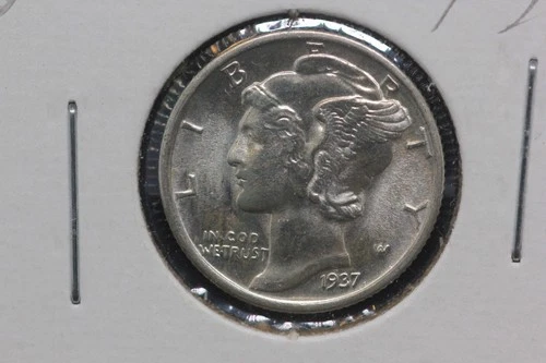 1937-P 10c MERCURY DIME, GEM BU+/MS FSB, NICE+, WHITE+, SHARP .