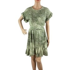 MICHAEL Michael Kors Green Paisley Ruffle Hem Dress Size S