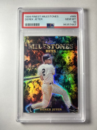 1999 Topps Finest Milestones Hits Derek Jeter /3000 Refractor PSA 10 #M9 POP 59