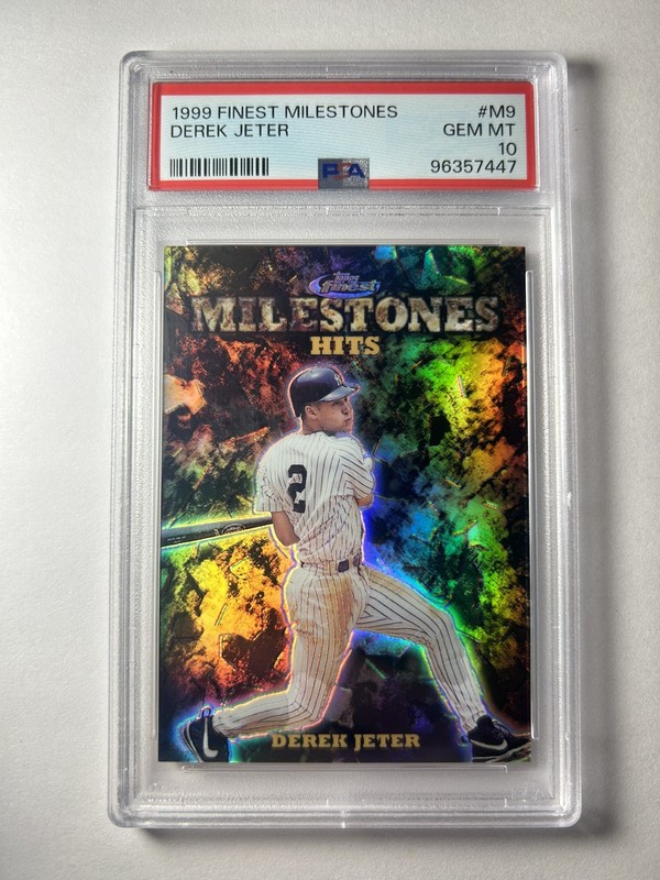 1999 Topps Finest Milestones Hits Derek Jeter /3000 Refractor PSA 10 #M9 POP 59