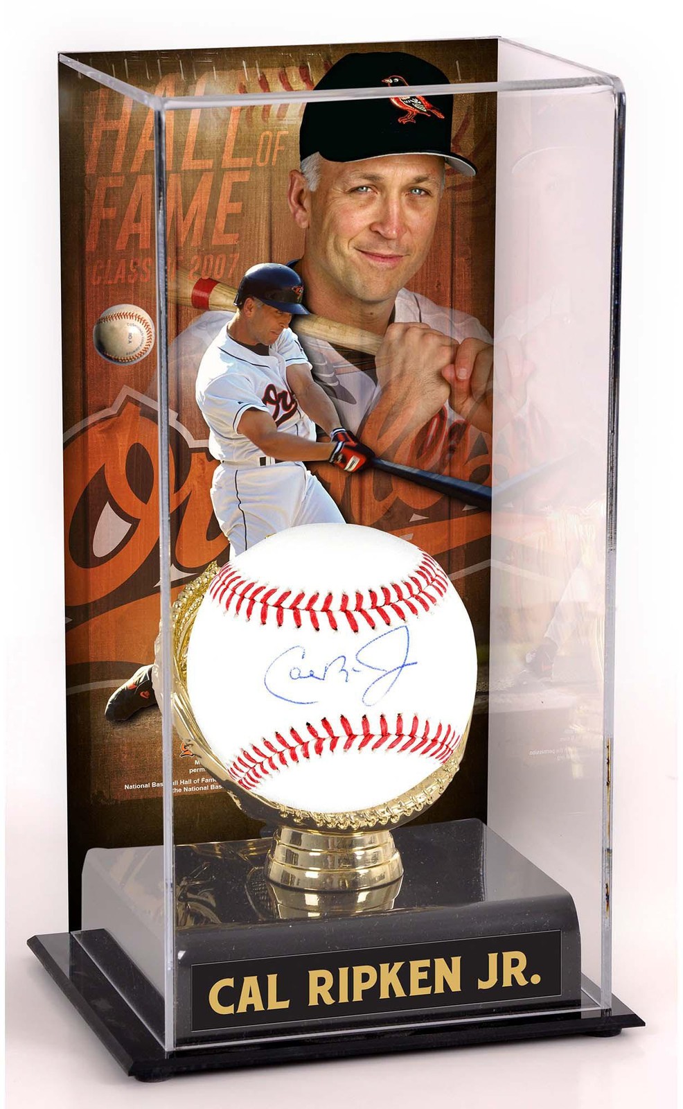 Cal Ripken Jr. Baltimore Orioles Signed Baseball and HOF Display Case
