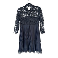 Zara Black Pleated Lace Mini Dress Womens M Whimsigoth Witchy Formal Prom