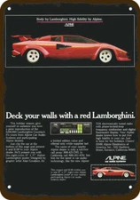 1981 ALPINE CAR STEREO & LAMBORGHINI Car Vntg-Look DECORATIVE REPLICA METAL SIGN