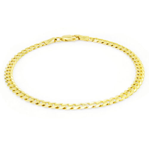 10K Yellow Gold Solid 4mm Concave Curb Cuban Chain Italian Mens Bracelet 8.5" - Picture 4 of 12