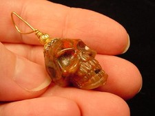 (HH-112-14) RED JASPER stone HUMAN SKULL gemstone carving PENDANT jewelry gem