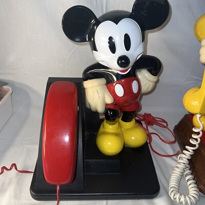 2 Vintage The Mickey Mouse Phone Landline Push Button Telephone