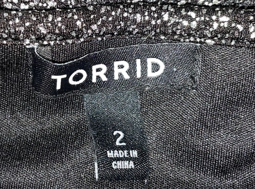 Torrid Silver & black sparkly pencil Size 2 skirt stretchy lined pull on - Picture 5 of 11