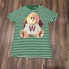 ZARA Teddy Puppy Striped Shirt Dress Women’s S Knee-length Graphic Green White