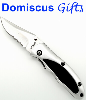 6 1/2'' NEW! MAXAM Gentleman's Folding BLACK Silver Rugged POCKET KNIFE Knives 