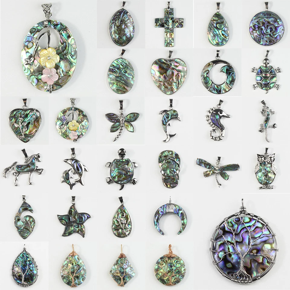 Новый натуральный пауа абалона оболочка провода надежном дерево жизни подвески бусина для ожерелье - Изображение 3 из 4