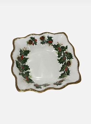 Queens Rosina China Co Yuletide Christmas  Candy Dish Fine Bone China Holiday
