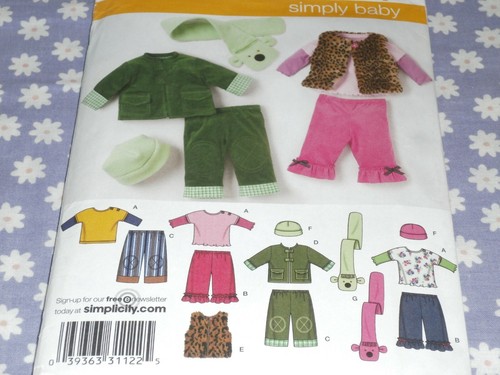SIMPLICITY 3582 INFANTS PANTS JACKET OR VEST- KNIT TOP -FLEECE HAT PATTERN-UNCUT