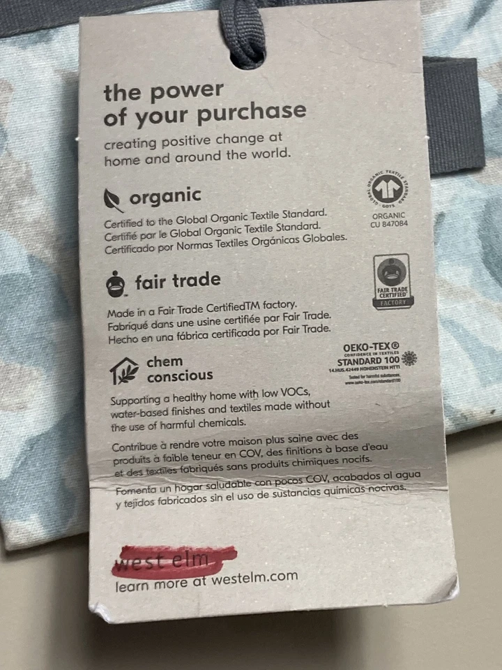 WEST ELM organic falling petals standard sham in blue light inv24 - Image 3 of 4