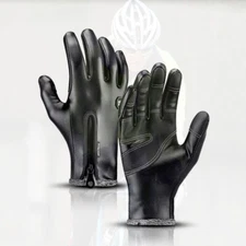 Men's Leather Ski Full Finger Gloves Motorcycle Driving Touch Screen Warm Gloves