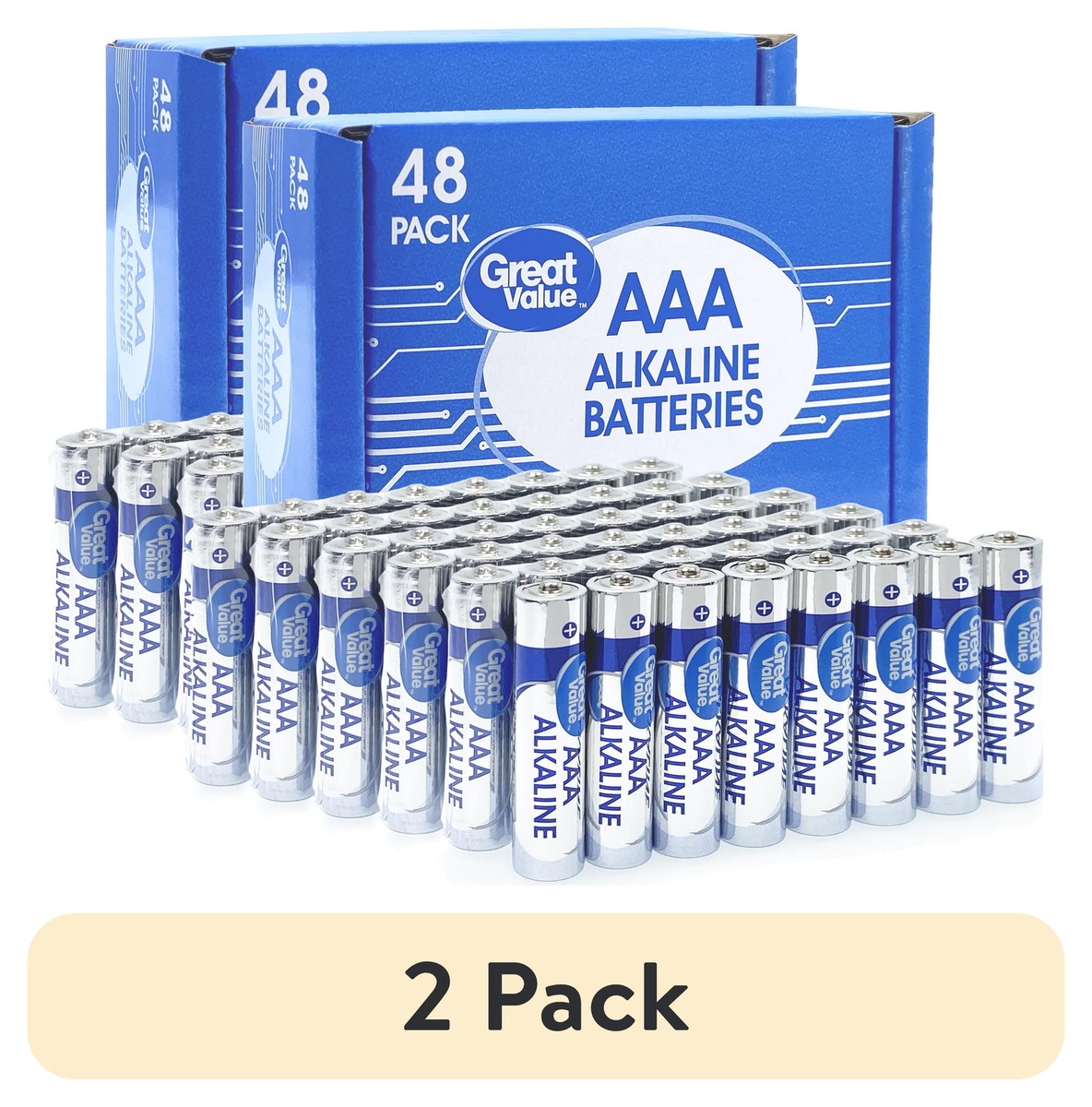 pack) Great Value Alkaline AAA Batteries (48 Pack),2750 mAh,New