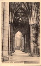 Vintage Postcard Melrose Scotland South Aisle Gothic Architecture