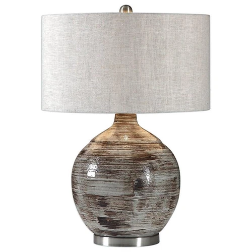 Uttermost Tamula Ceramic and Iron Table Lamp in Blue Gray/Nickel/Beige - Picture 1 of 6