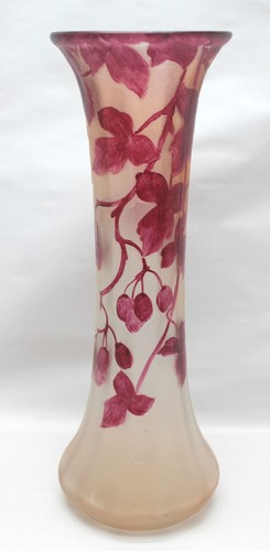 Legras Rubis Series Frosted Cameo Vase France Signed 11" - Picture 2 of 9