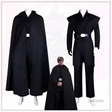 Star War The Mandalorian Luke Skywalker Cosplay Costume Black Outfits Cape Men