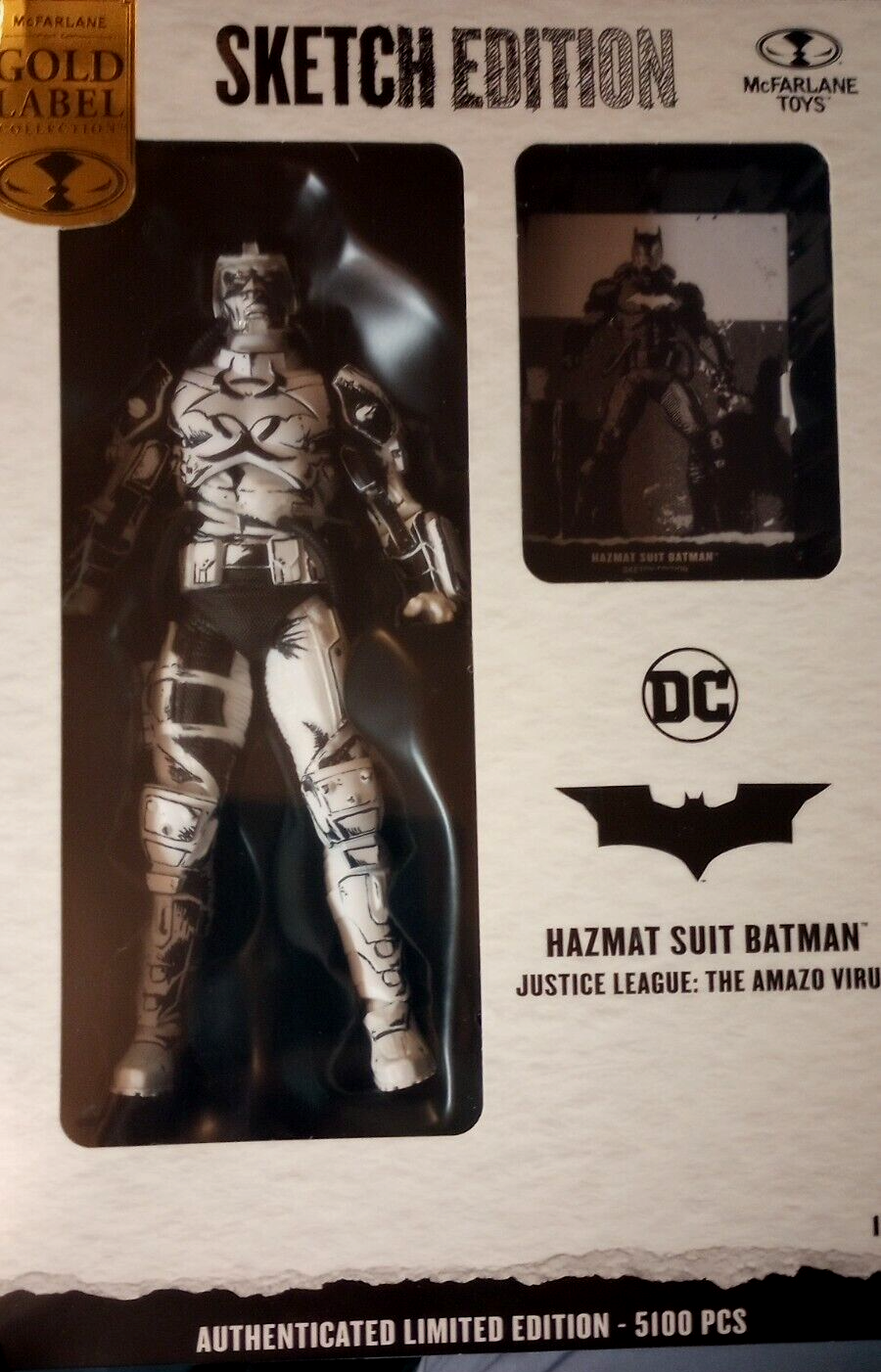 McFarlane Toys DC Gold Label Hazmat Suit Batman 7-Inch Collectible Figure - Line Art Sketch Edition