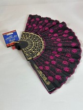 Spanish Style Sequins Flora Oriental Dance Party Wedding Folding Hand Fan Lace