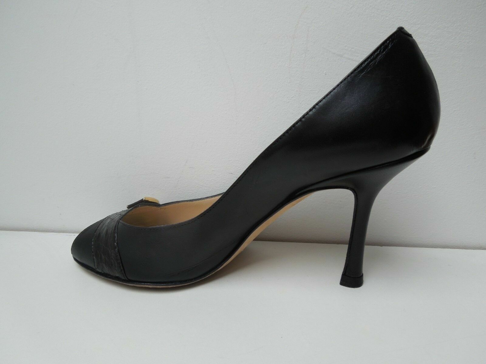 Jimmy Choo RRP £350 Kid Leather Black Open Toe Heel Size 35 VGC image 6