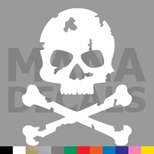 Skull and Crossbones Distressed Vinyl Die Cut Decal Sticker - Pirate Poison