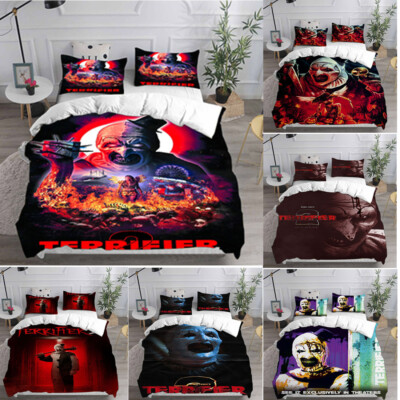 Terrifier Killer Art The Clown 3D Bettwäsche Set 2/3tlg Bettbezug Kissenbezug