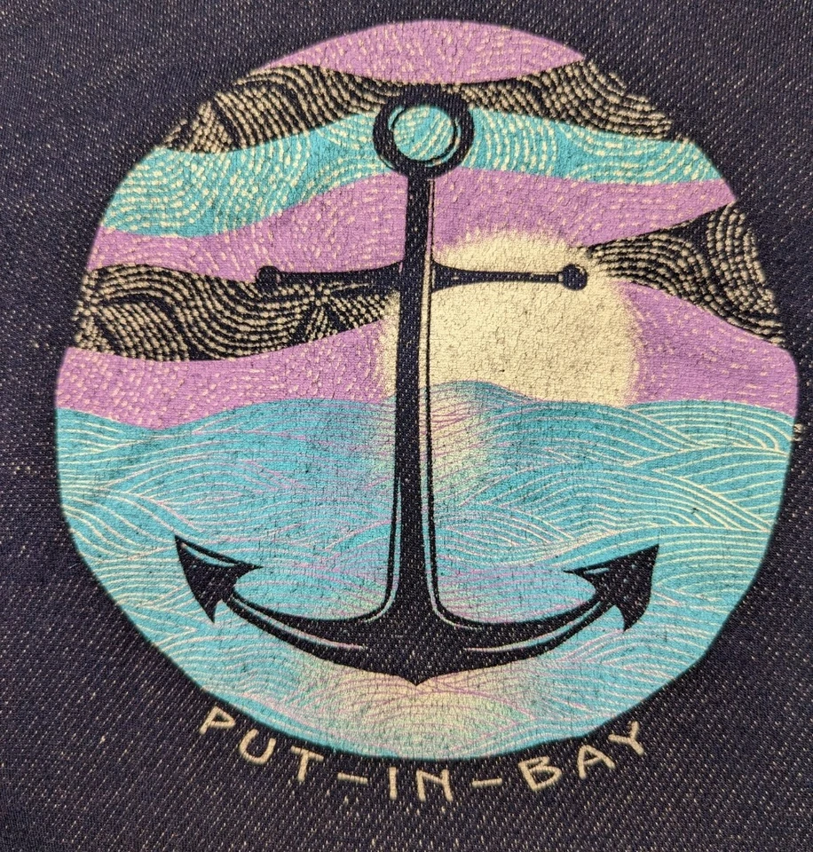 AZUL 84 Pullover Sudadera con Capucha PUT IN BAY Ohio ANCHOR Mujer Talla Pequeña TERRY POLAR Nuevo Foto 4 de 4