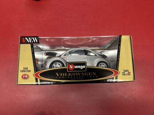 BBurago Volkswagen Beetle Bug 1998 Gold Collection 1:18 Silver New In Box - Picture 1 of 6