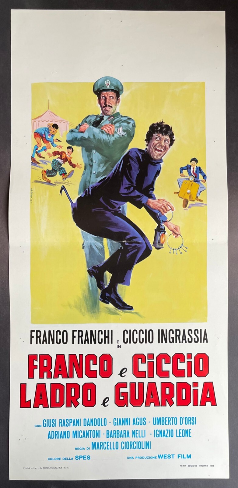 Locandina originale film Franco e Ciccio... ladro e guardia (1969) - Regia di Marcello Ciorciolini