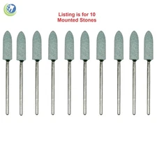 10 X Dental Lab Bullet Grinding Green Mounted Stones #13 for Porcelain & Alloys