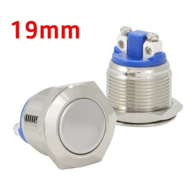 19mm Boat Horn / Starter Circular Metal Momentary Push Button Waterproof