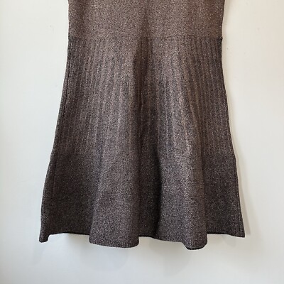 Ann Taylor Metallic Flounce Sweater Dress Brown Glitter Womens Sz XL | eBay
