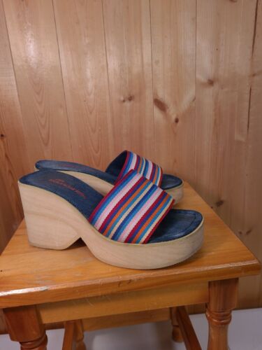 Vintage No Boundaries 'MANDY' Denim Chunky Platform Sandals Y2K Slides 6.5 - Picture 1 of 2