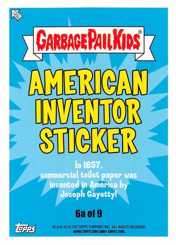 GARBAGE PAIL KIDS 2016 SERIES 1 AMERICAN AS APPLE PIE PICK-A-CARD BASE STICKERS - Picture 319 of 441