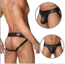 NEW Adult Faux LEATHER jockstrap Soft & Silky Poly/Spandex JOCK W-30''